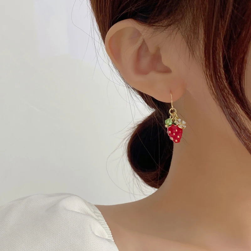 Boucles d'oreille Fraise
