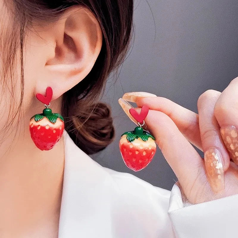 Boucles d'oreille Fraise