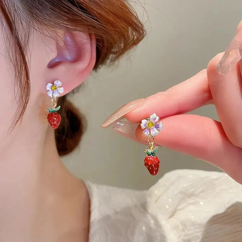 Boucles d'oreille Fraise